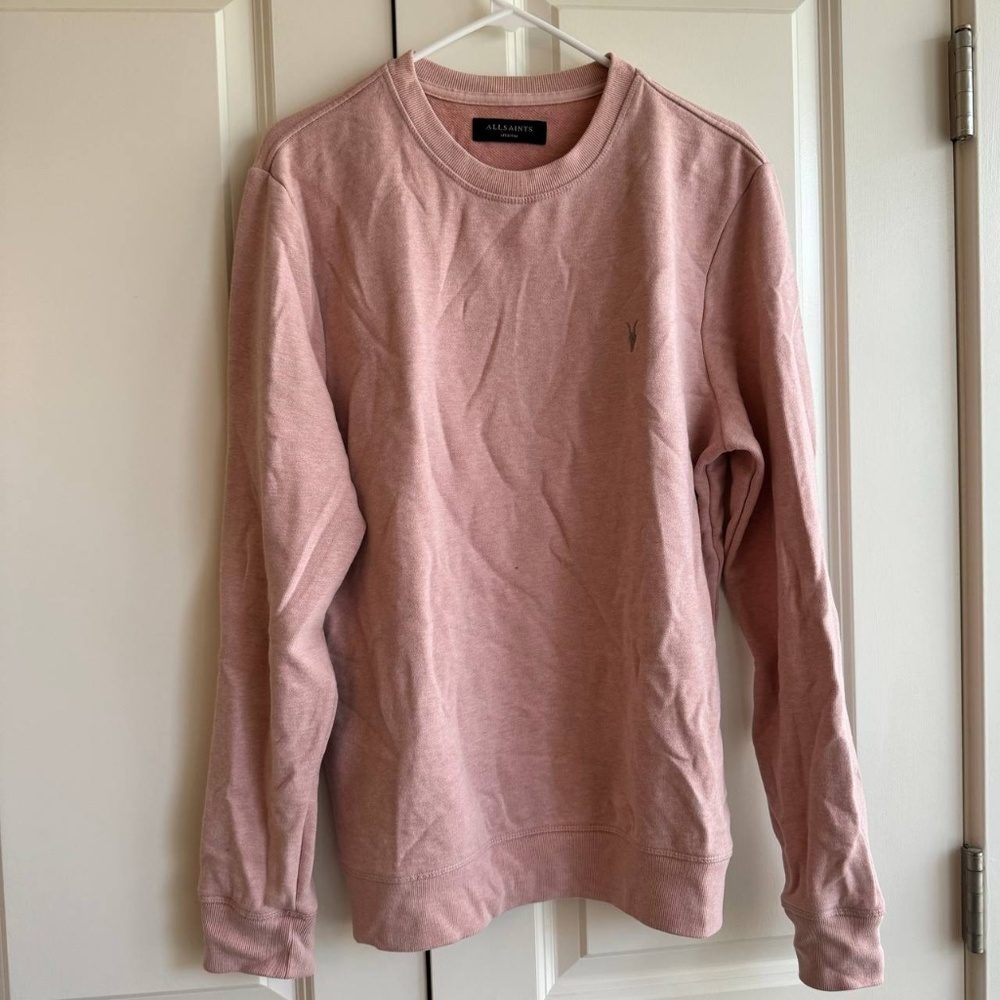 Allsaints Porter Brushed Ramskull Crewneck Dusty Pink